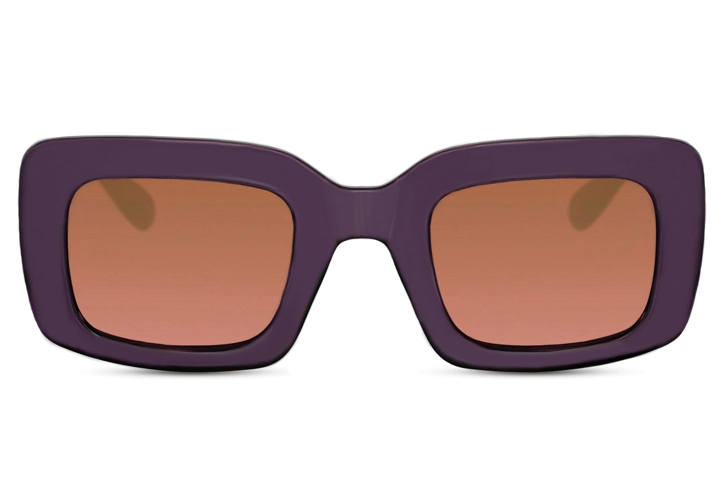 Bold frame oversized rectangle sunglasses with purple recycled polyester frame and amber brown 100% recycled UV protection lens – bold retro Y2K chunky shades for festivals and going out, Sunglass Station free UK and Europe shipping