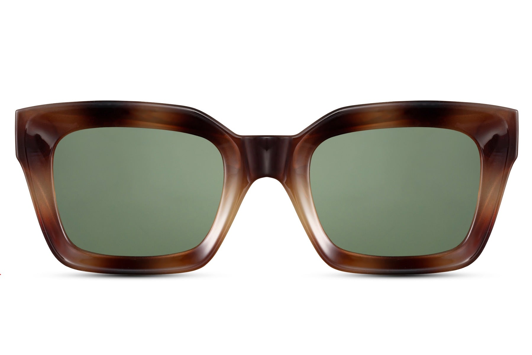 London bold frame rectangle sunglasses with dark tortoiseshell recycled polyester frame and dark green 100% recycled UV protection lens – bold eco-friendly chunky retro rectangle shades for festivals and street style, Sunglass Station free UK and Europe delivery