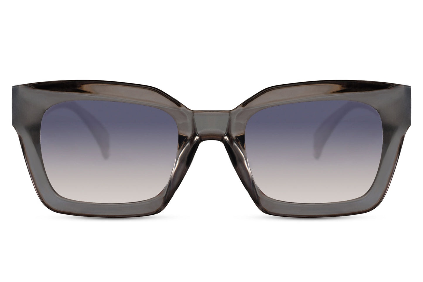 bold frame rectangle sunglasses with grey recycled polyester frame and lavender gradient 100% recycled UV protection lens – bold retro rectangle shades for going out and summer city wear, Sunglass Station free UK and Europe shipping