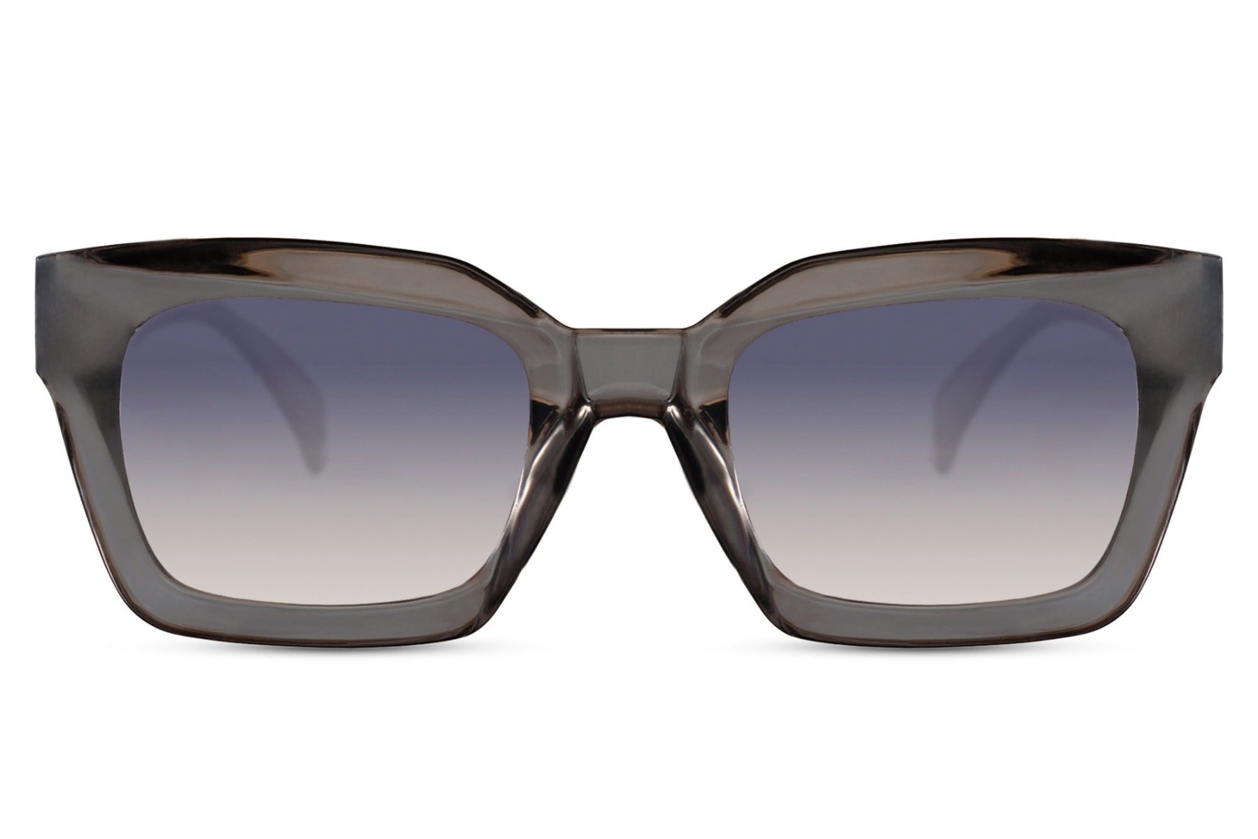 bold frame rectangle sunglasses with grey recycled polyester frame and lavender gradient 100% recycled UV protection lens – bold retro rectangle shades for going out and summer city wear, Sunglass Station free UK and Europe shipping