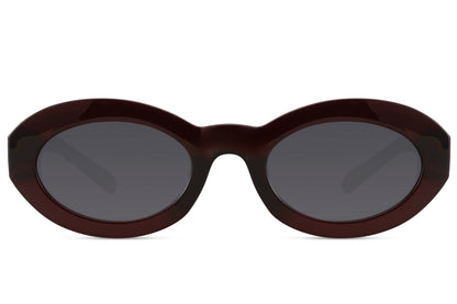 Bold oval sunglasses for women with black tortoiseshell recycled polyester frame and smoke grey polycarbonate lens – geometric chunky retro shades for city wear and everyday styling, free delivery UK and Europe from Sunglass Station