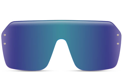 bold blue mirrored lens sunglasses