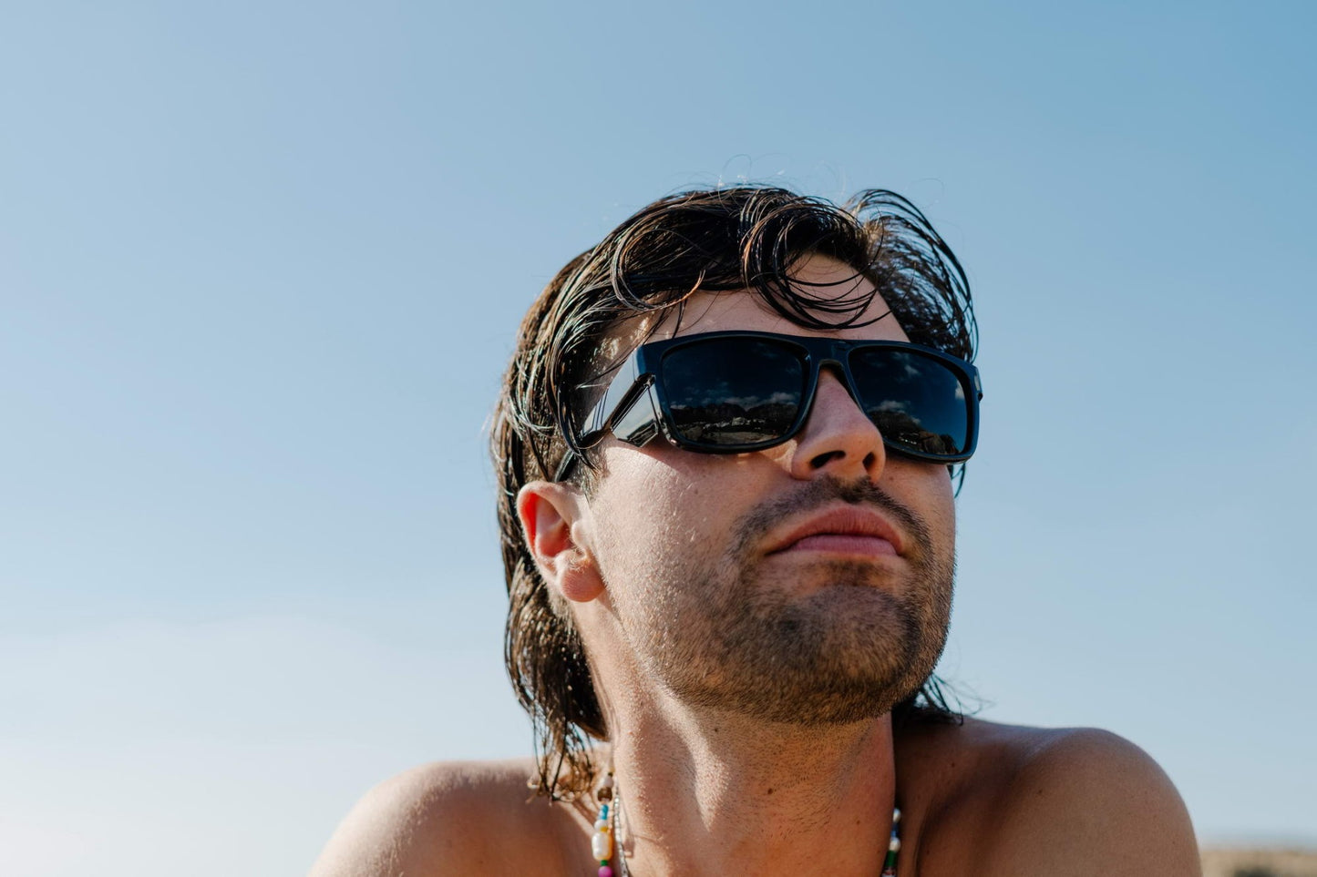 bold temple wayfarer sunglasses for men enjoying summers in greece
