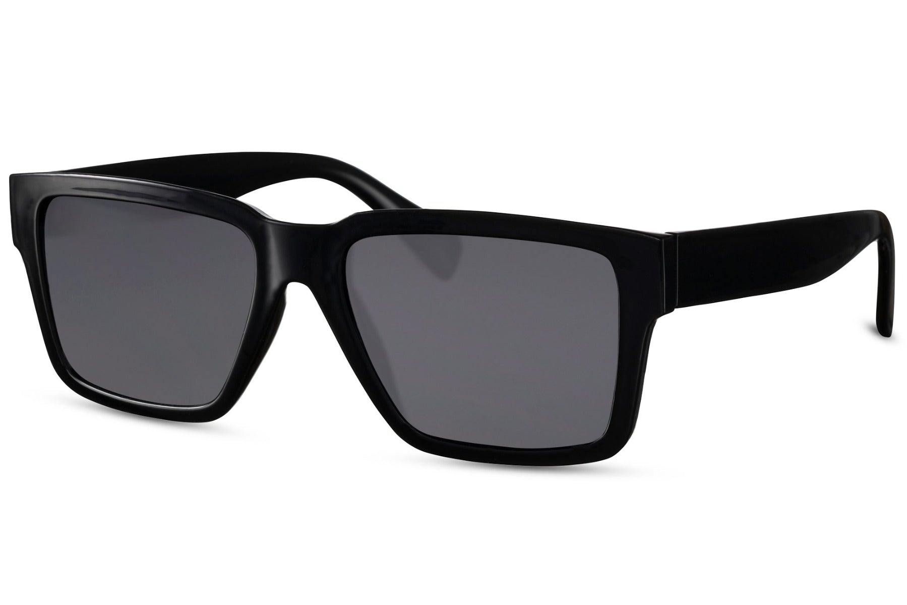 matte black frame wayfarer sunglasses with bold temples