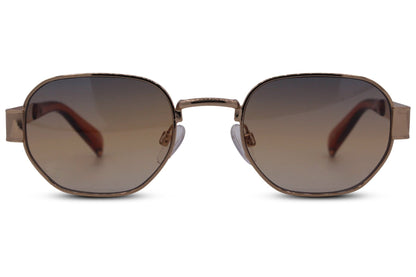unisex style brown geometric frame sunglasses with 100% uv400 protection