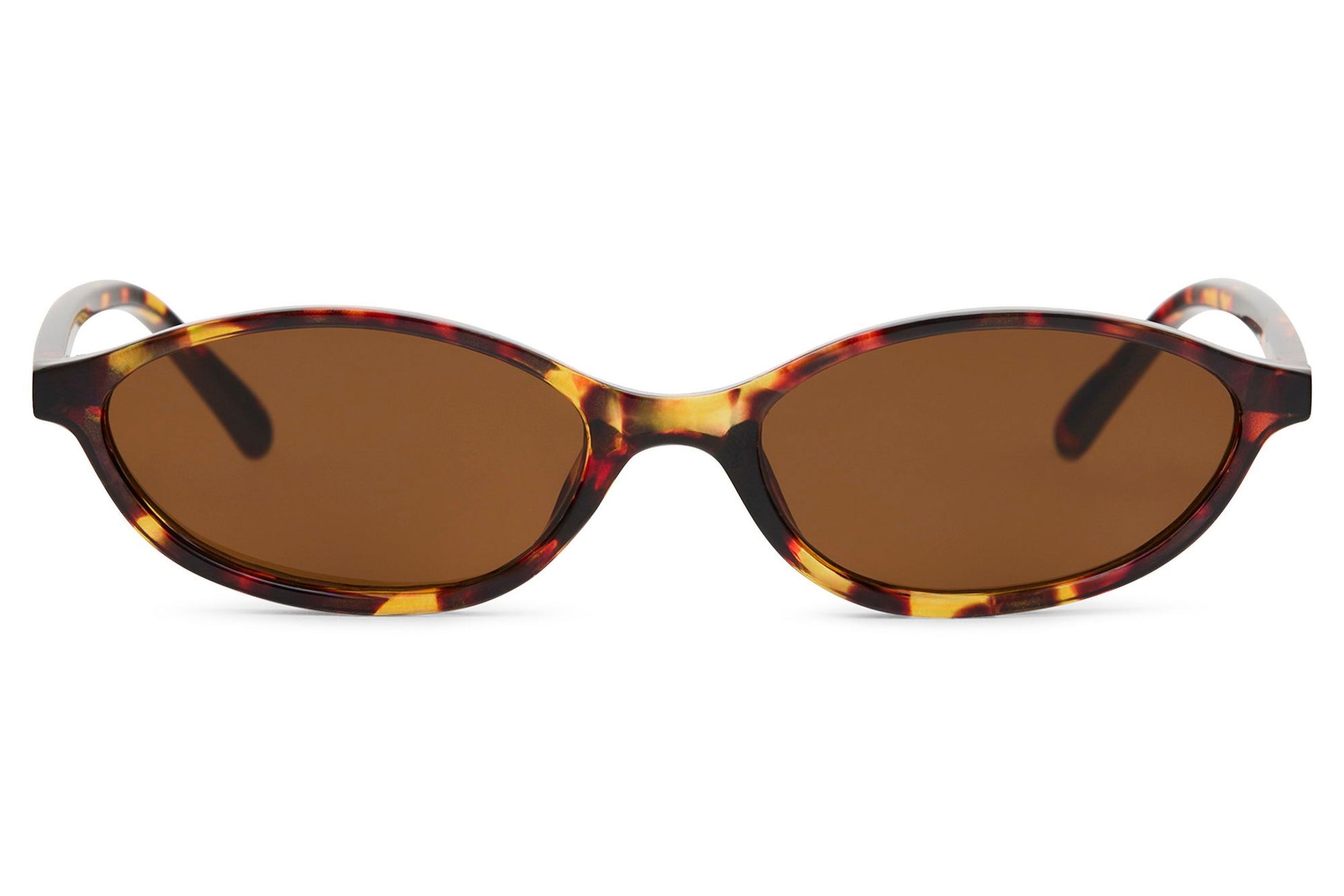 Saturated brown lens sunglasses in tortoiseshell frames, a bold European runway trend for 2026.