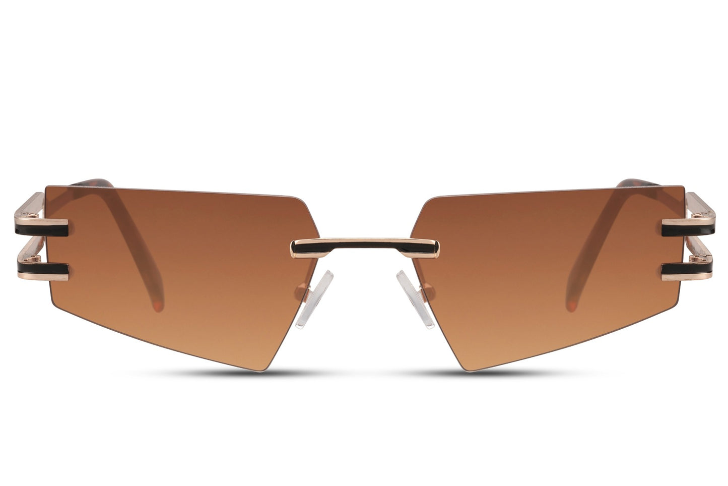 brown rimless sunglasses