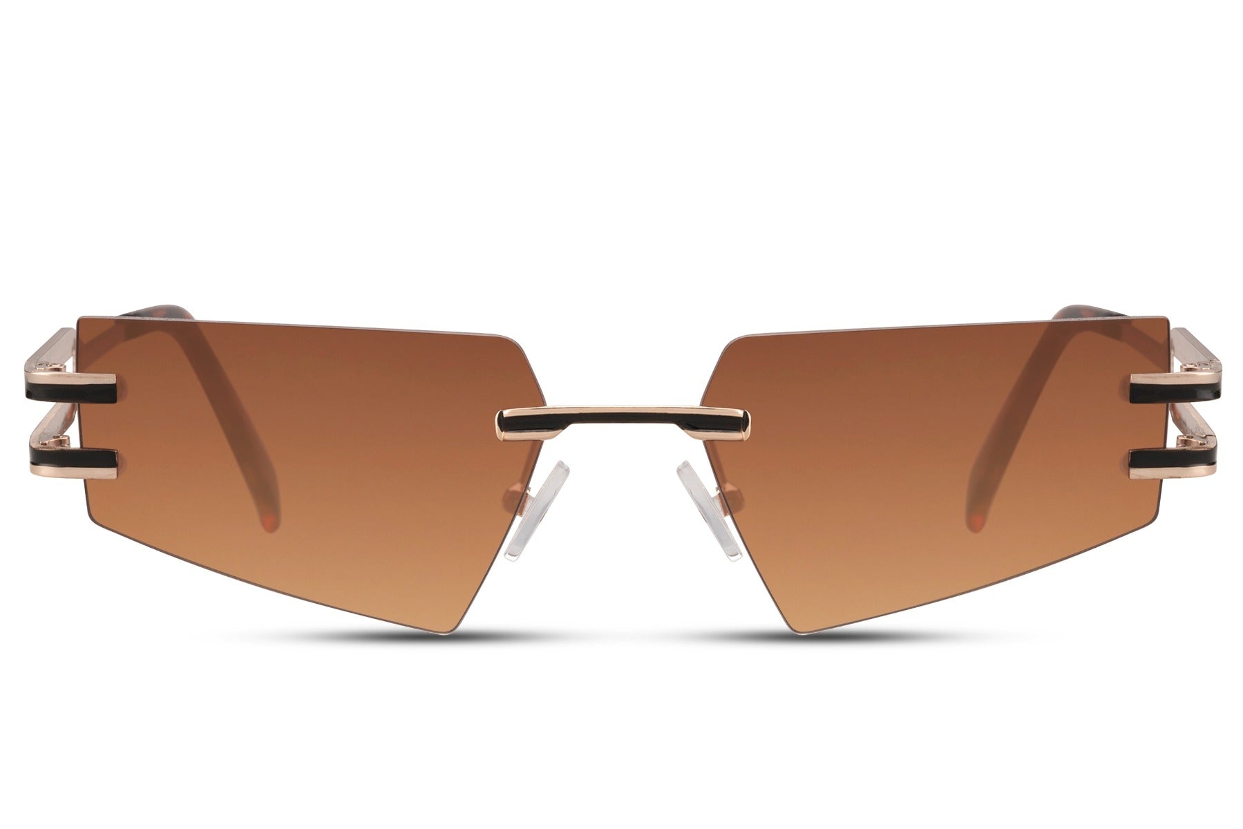 brown rimless sunglasses
