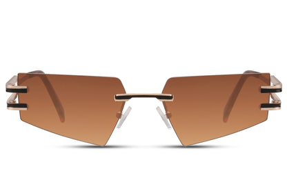 brown rimless sunglasses