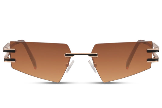 brown rimless sunglasses