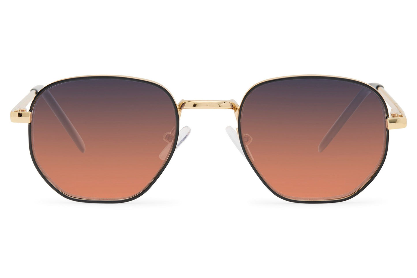 brown sunglasses with slim round geometric frame for men & women