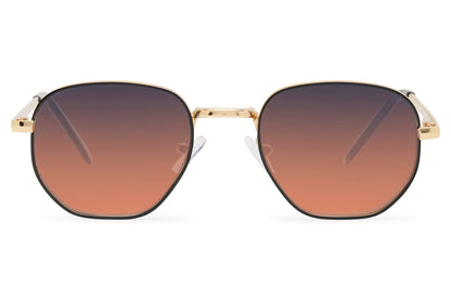 brown sunglasses with slim round geometric frame for men & women