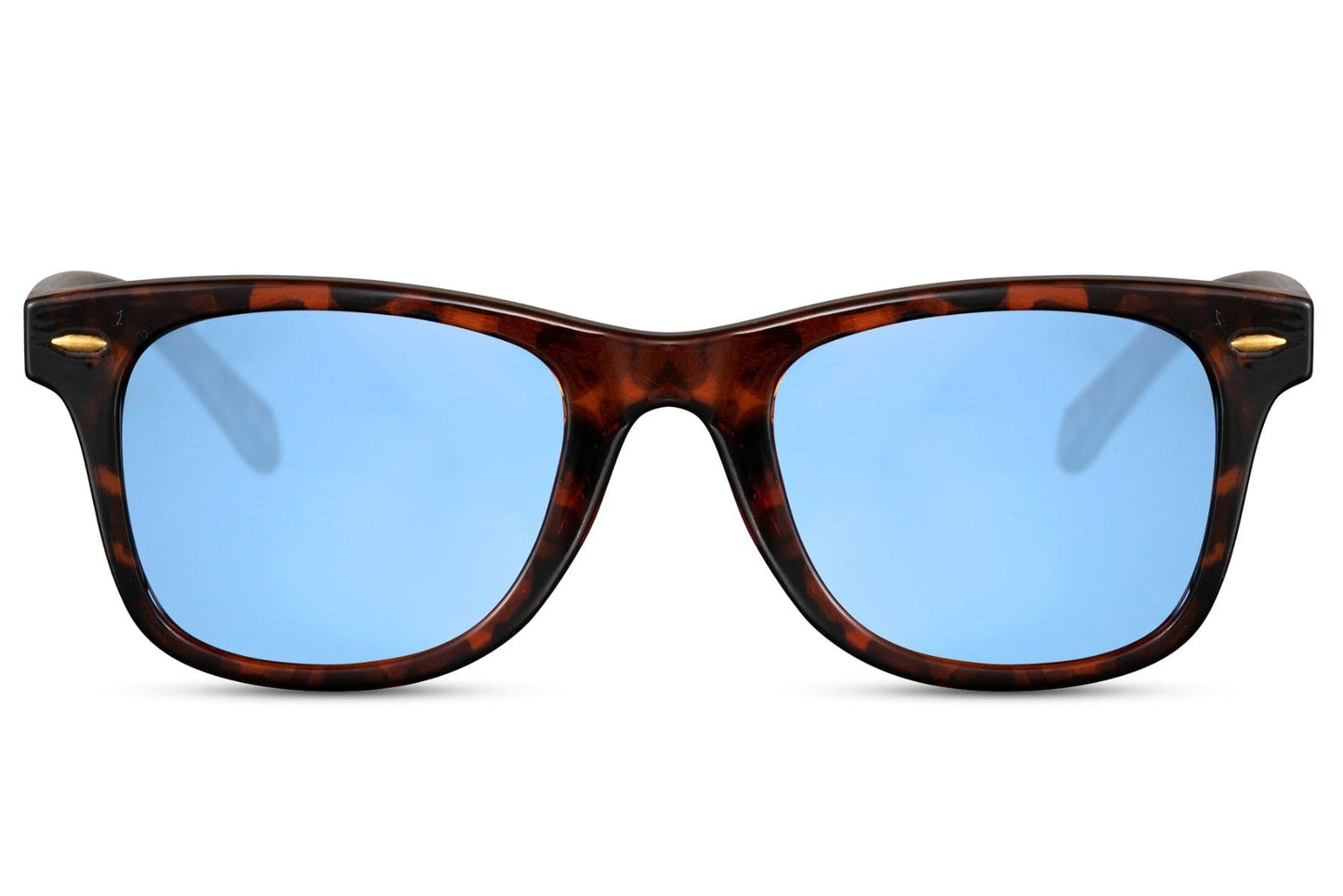 enjoy your beach sun with blue lens wayfarer sunglass with tortoiseshell frames at sunglass station