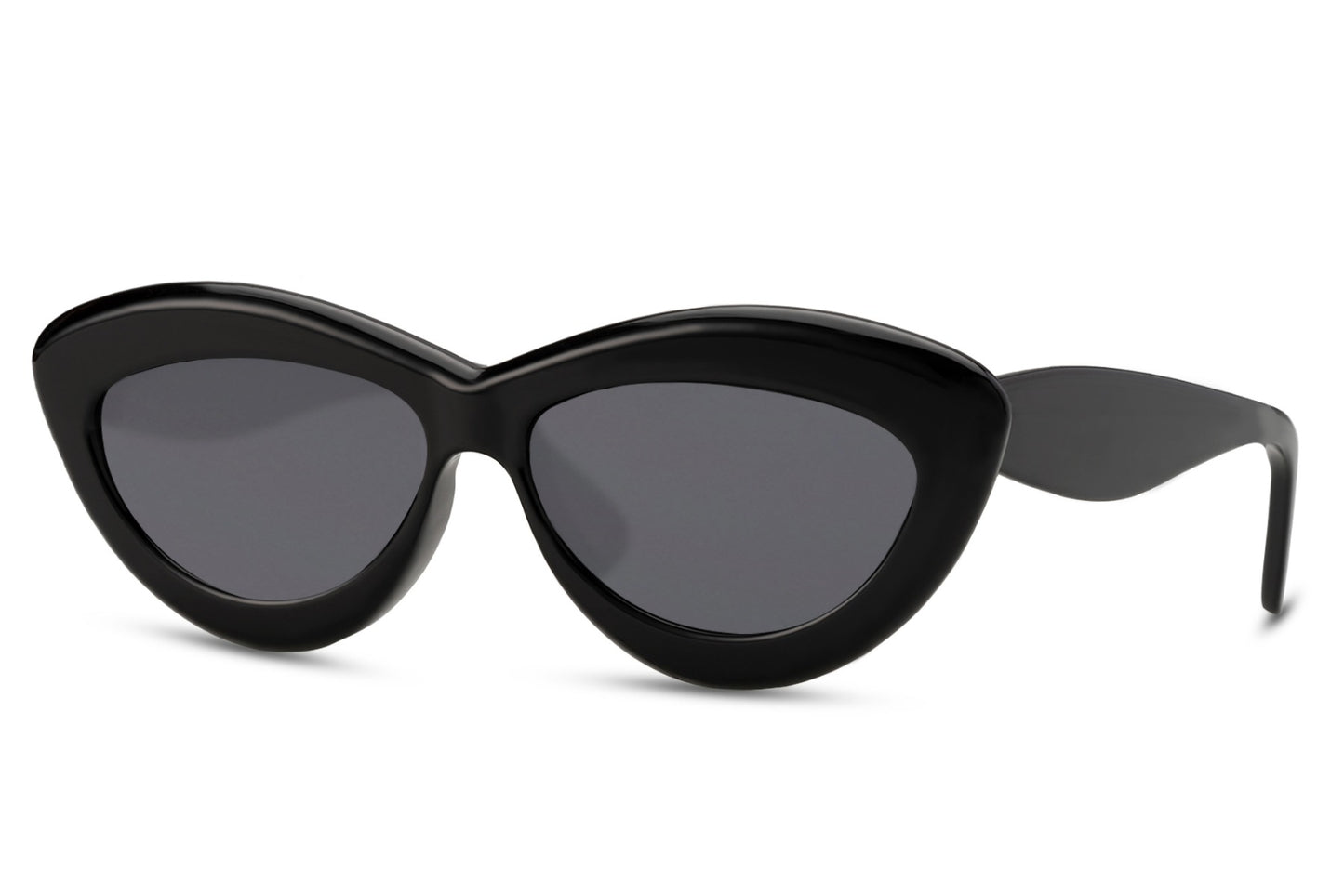 black candy cat-eye party sunglasses — 14.5cm wide rounded eco frame with 5cm height, free delivery across UK & Europe, UV400 100% recycled polyester
