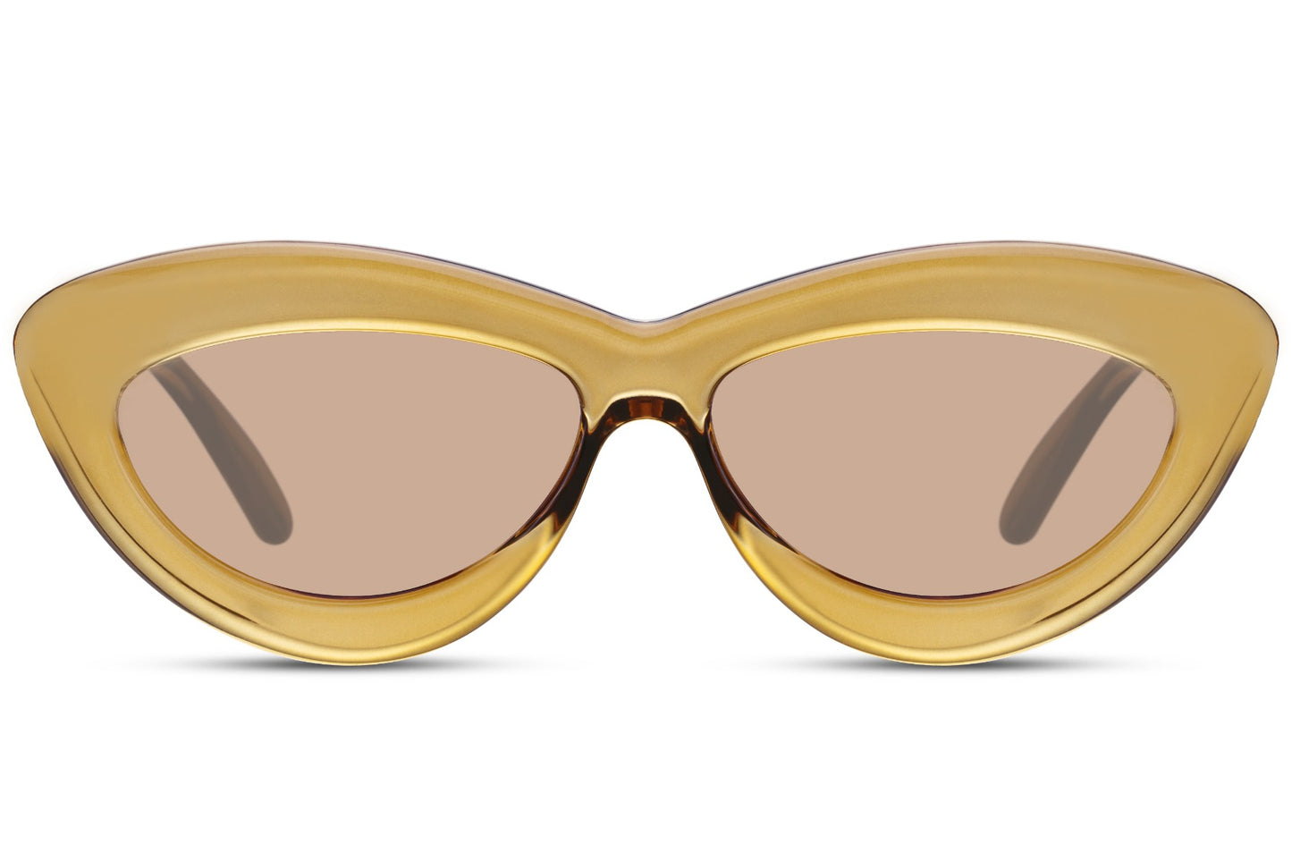 Gold honey frame candy cat-eye party sunglasses with warm amber lens — the Riviera colourway in a rounded chunky silhouette, tonal warm dressing for women who let their accessories do the talking, free delivery UK & Europe | Sunglass Station