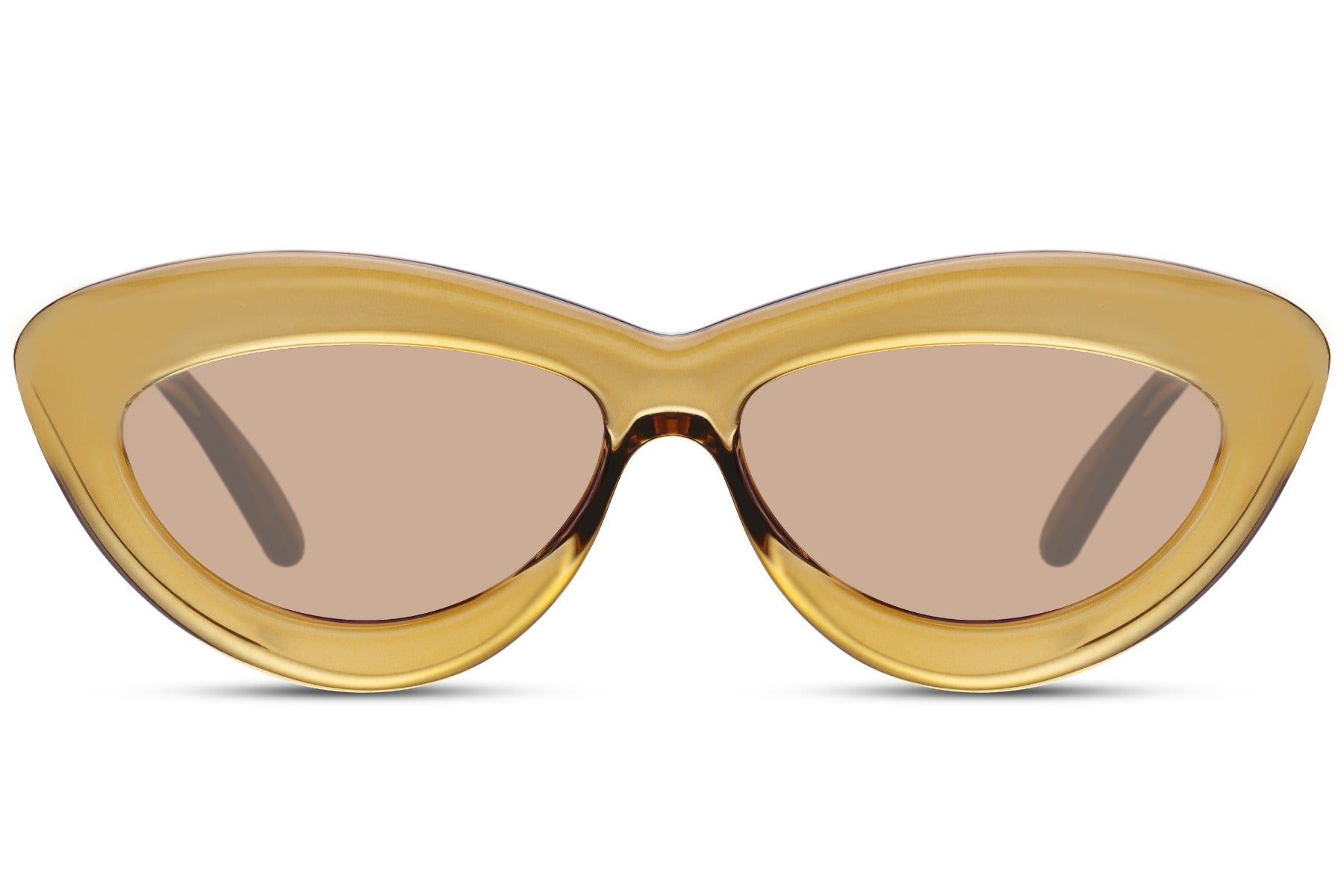 Gold honey frame candy cat-eye party sunglasses with warm amber lens — the Riviera colourway in a rounded chunky silhouette, tonal warm dressing for women who let their accessories do the talking, free delivery UK & Europe | Sunglass Station