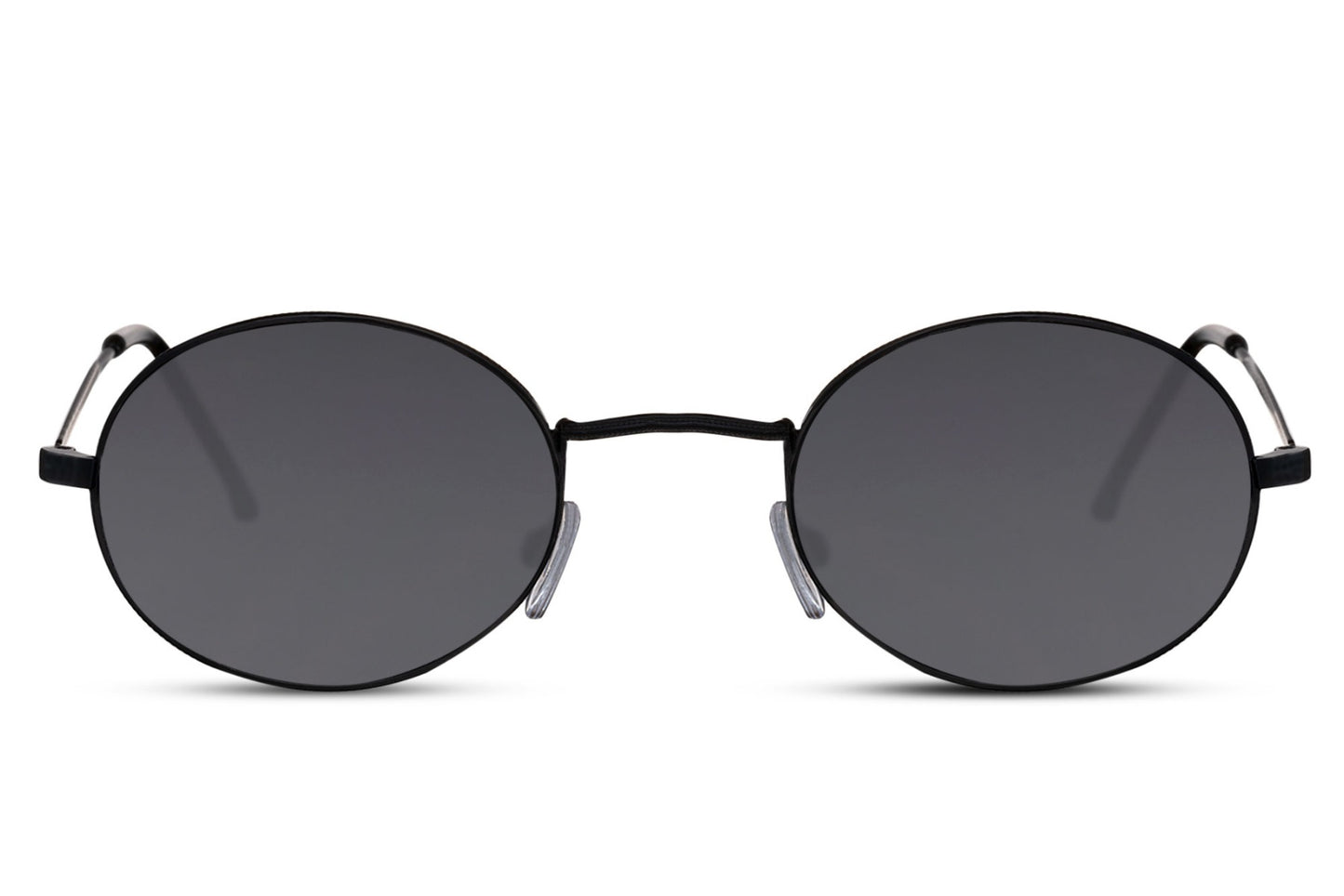 Chic metal frame round sunglasses black metal frame smoke 100% recycled lens UV400 protection men women sleek sophisticated minimalist everyday city summer beach driving free UK Europe delivery Sunglass Station