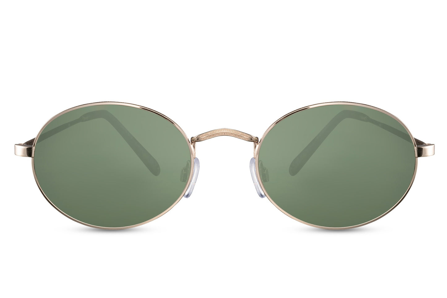 Chic metal frame round sunglasses gold metal frame green olive 100% recycled lens UV400 protection men women elegant retro chic sustainable summer city outdoor festival beach free UK Europe shipping Sunglass Station