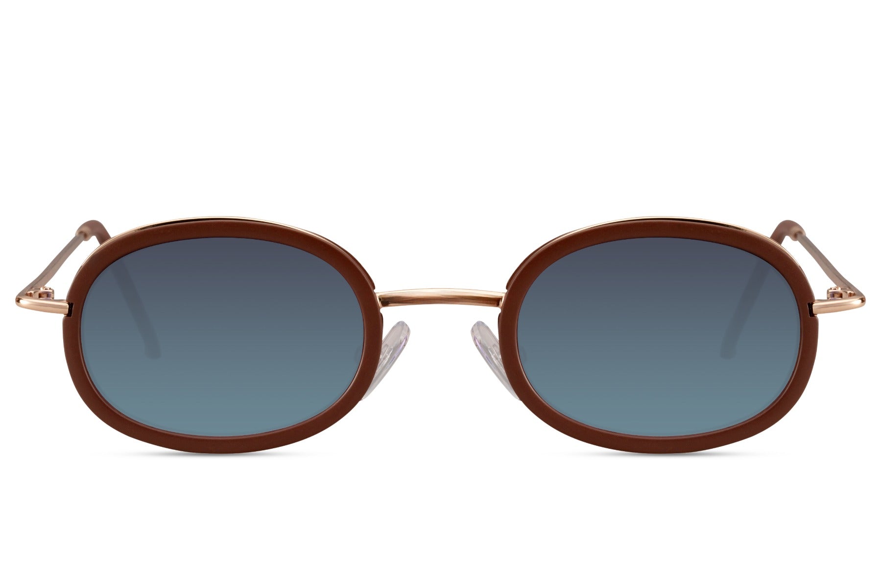 Chic oval sunglasses for women with leopard print metal frame and blue grey tinted polycarbonate lens – classic designer-inspired retro shades for city wear and travel, Sunglass Station free shipping UK and Europe