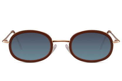 Chic oval sunglasses for women with leopard print metal frame and blue grey tinted polycarbonate lens – classic designer-inspired retro shades for city wear and travel, Sunglass Station free shipping UK and Europe