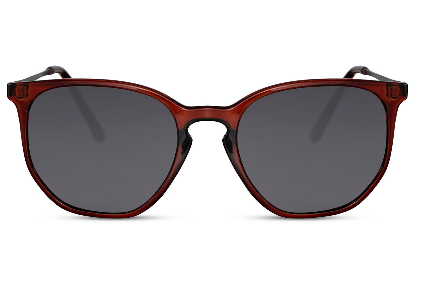 Chic round sunglasses men dark red burgundy tortoiseshell polycarbonate frame black smoke lens 100% UV400 protection bold sophisticated timeless summer city beach driving festival free UK Europe delivery Sunglass Station