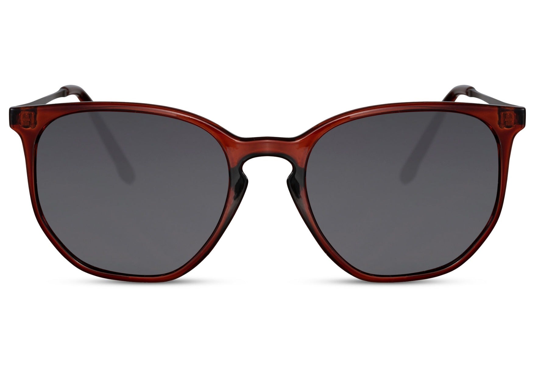 Chic round sunglasses men dark red burgundy tortoiseshell polycarbonate frame black smoke lens 100% UV400 protection bold sophisticated timeless summer city beach driving festival free UK Europe delivery Sunglass Station