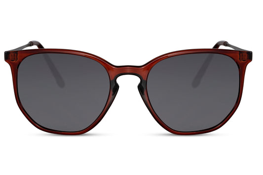 Chic round sunglasses men dark red burgundy tortoiseshell polycarbonate frame black smoke lens 100% UV400 protection bold sophisticated timeless summer city beach driving festival free UK Europe delivery Sunglass Station