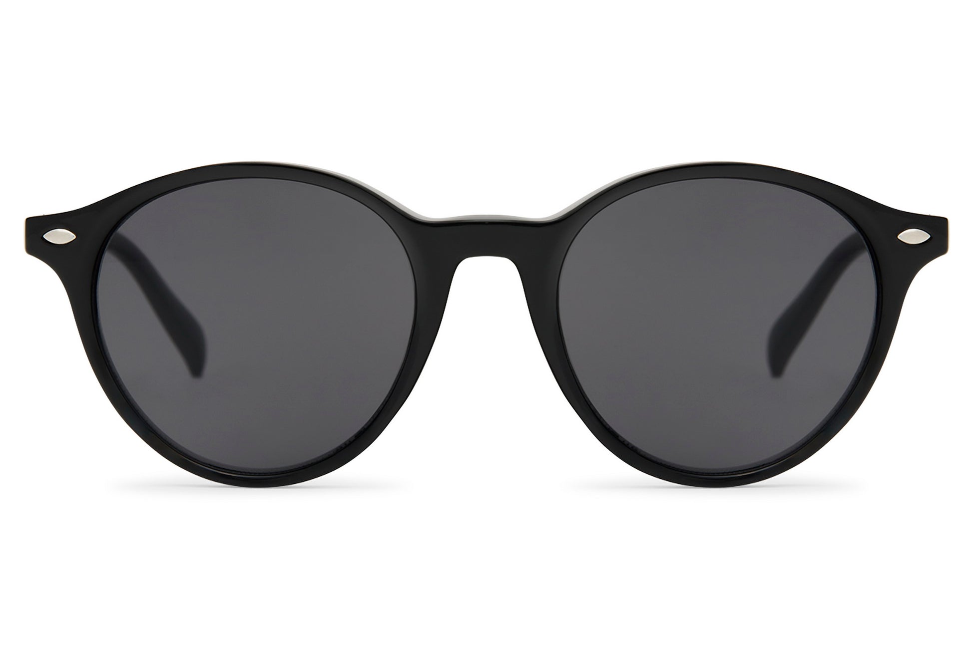 Classic black round sunglasses 100% recycled polycarbonate lens UV400 protection men women sustainable eyewear free UK Europe shipping Sunglass Station