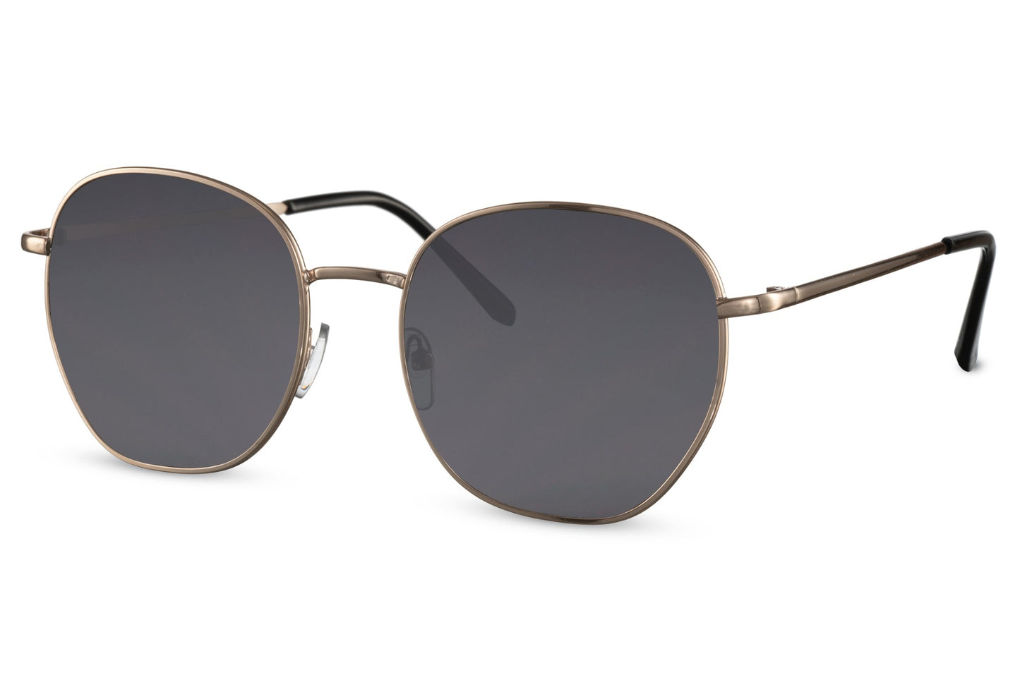 Classic geometric round sunglasses gold slim metal frame smoke 100% recycled lens UV400 protection men women lightweight sophisticated retro everyday city summer beach free UK Europe delivery Sunglass Station