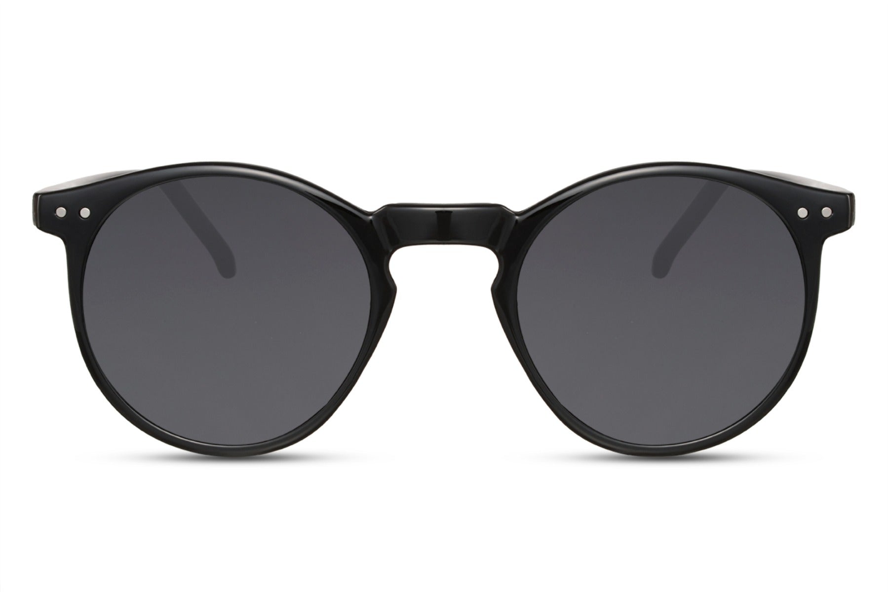 Classic round sunglasses black lens cream polycarbonate frame 100% UV400 protection men women timeless everyday summer style free UK Europe delivery Sunglass Station