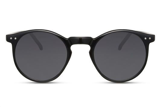 Classic round sunglasses black lens cream polycarbonate frame 100% UV400 protection men women timeless everyday summer style free UK Europe delivery Sunglass Station
