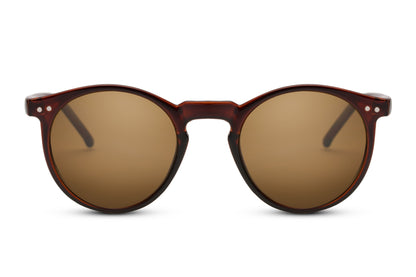 Classic round sunglasses brown animal print polycarbonate frame brown tinted lens 100% UV400 protection women retro boho chic summer beach festival free UK Europe delivery Sunglass Station
