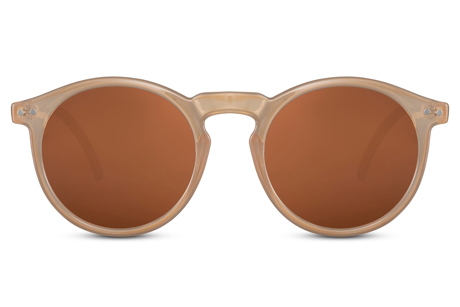 Classic round sunglasses cream frame orange peach tinted lens 100% UV400 protection women bold retro summer beach festival city style free UK Europe shipping Sunglass Station