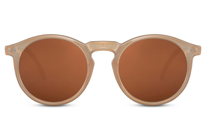 Classic round sunglasses cream frame orange peach tinted lens 100% UV400 protection women bold retro summer beach festival city style free UK Europe shipping Sunglass Station