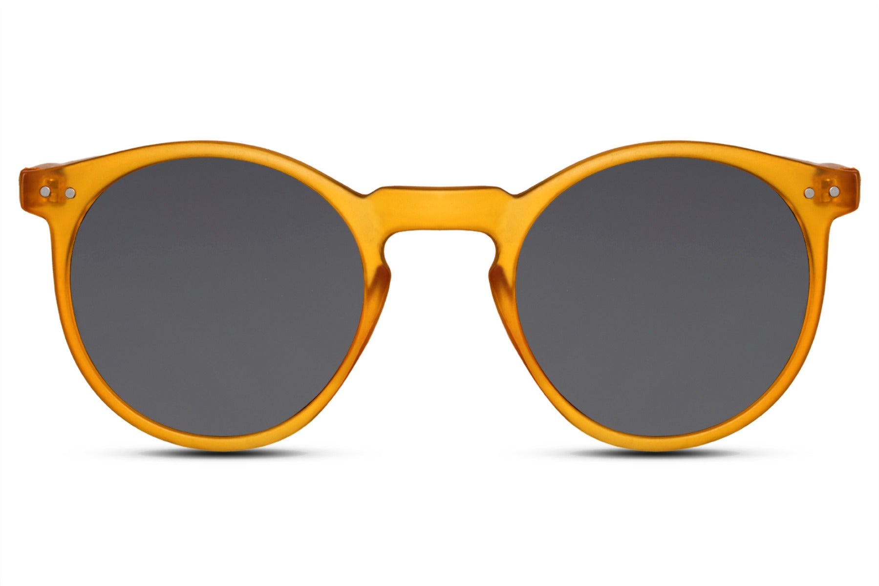 Classic round sunglasses yellow polycarbonate frame yellow tinted lens 100% UV400 protection men women bold statement retro summer festival eyewear free UK Europe shipping Sunglass Station