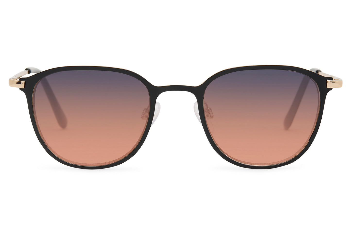Classic tinted round sunglasses black copper frame rose peach gradient polycarbonate lens UV protection men women retro chic summer city beach festival style free UK Europe delivery Sunglass Station