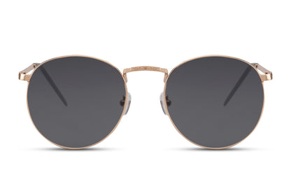 Classy metal frame round sunglasses black frame smoke 100% recycled lens UV400 protection men women sustainable eco-friendly minimalist sophisticated everyday city summer driving free UK Europe delivery Sunglass Station