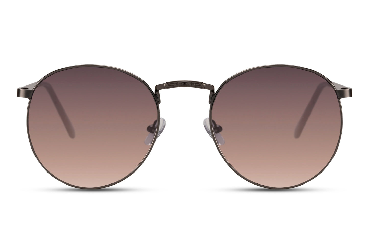 Classy metal frame round sunglasses gold frame warm brown mauve gradient 100% recycled lens UV400 protection men women sustainable elegant retro summer city brunch holiday free UK Europe shipping Sunglass Station