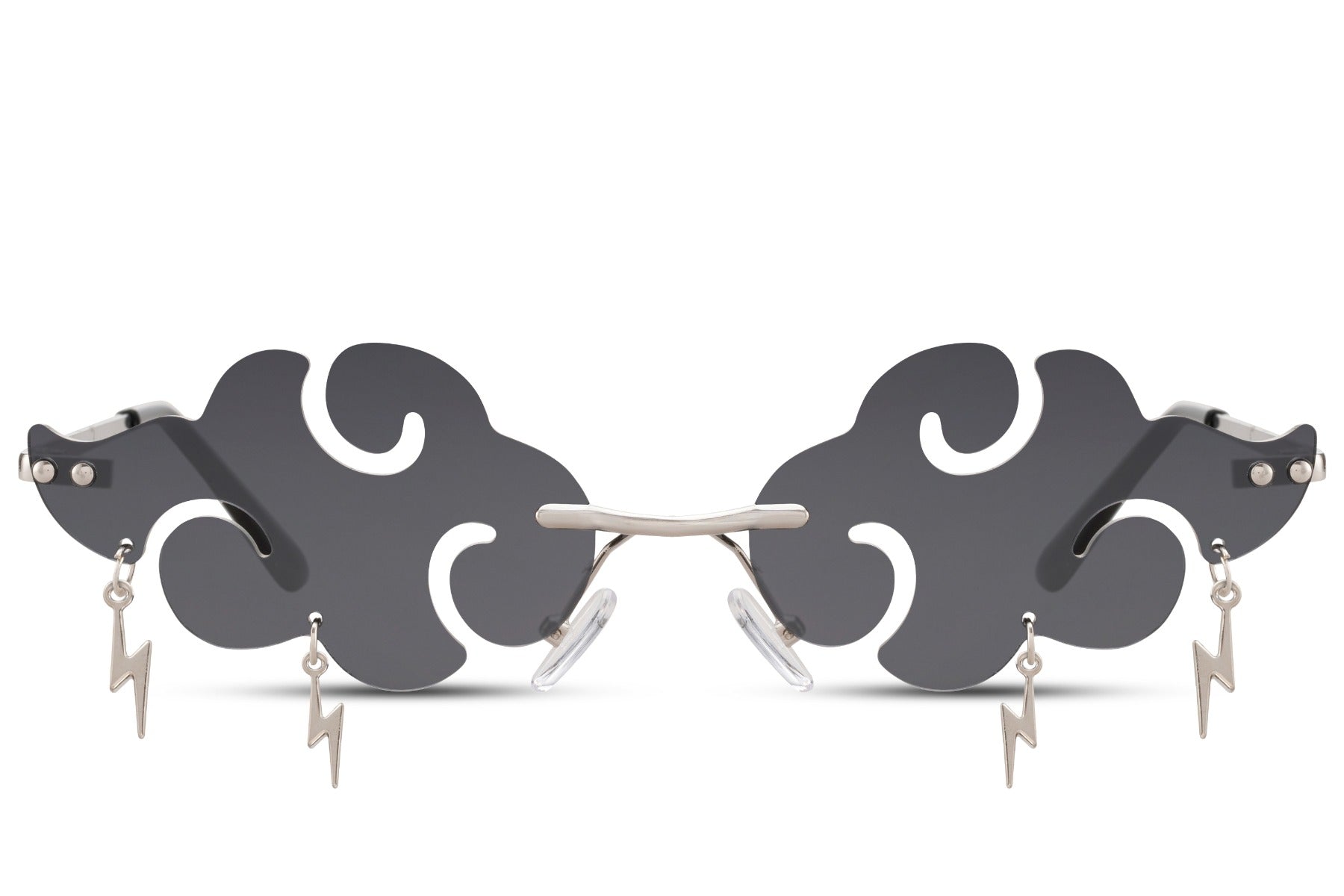 Black cloud shaped party sunglasses — bold novelty eyewear for raves, clubbing and music festivals, free delivery UK & Europe