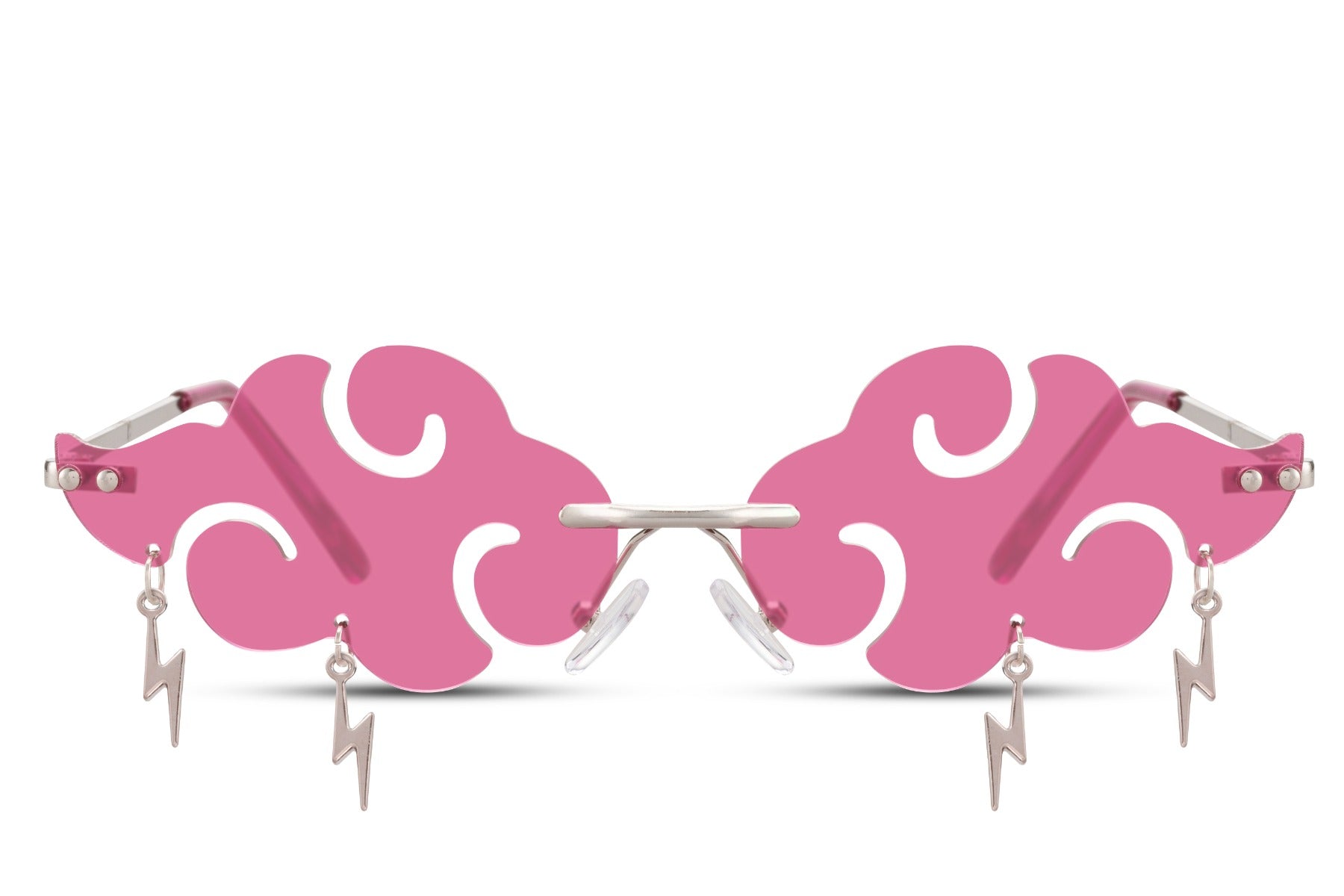 Pink cloud shaped thunder party sunglasses — novelty statement festival eyewear for women, UV400 metal frame | Sunglass Station