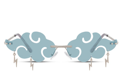 thunder party sunglasses in blue — quirky statement eyewear for london festivals and themed parties | Sunglass Station