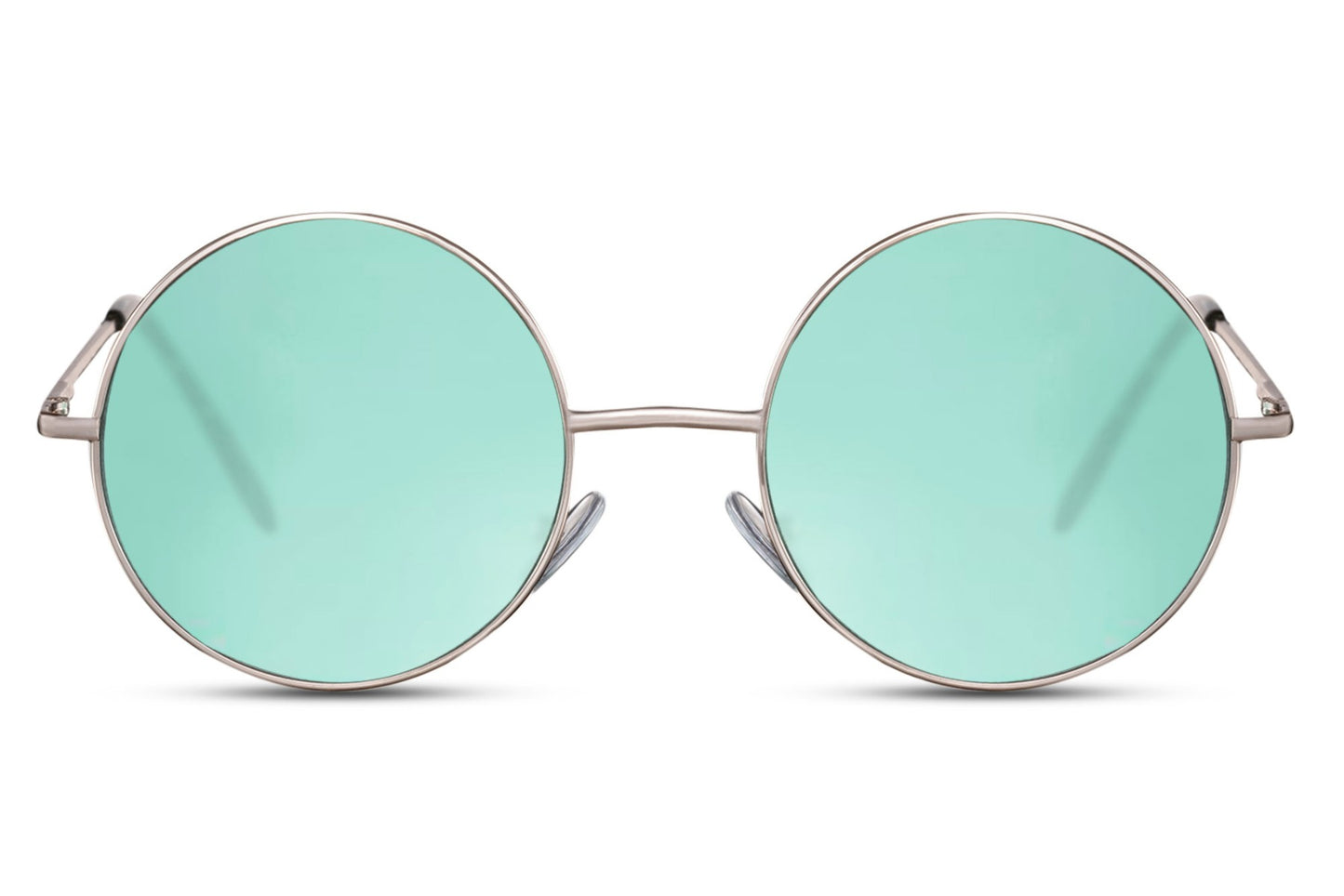 Coloured lens round sunglasses gold metal frame green teal translucent 100% recycled lens UV400 protection men women bold retro boho sustainable summer festival beach outdoor city free UK Europe shipping Sunglass Station