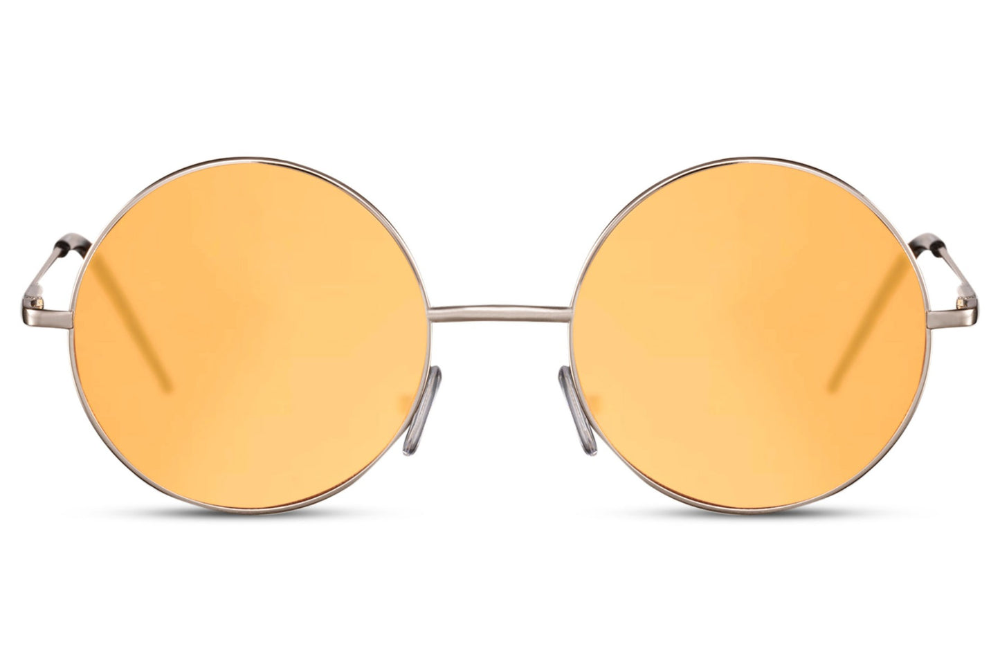 Coloured lens round sunglasses gold slim metal frame orange translucent 100% recycled lens UV400 protection men women bold vibrant retro festival summer beach city free UK Europe shipping Sunglass Station