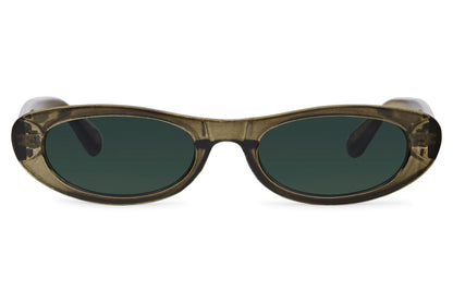 Dark green tortoiseshell thin party sunglasses for women — Y2K retro festival and euro summer style | Sunglass Station UK