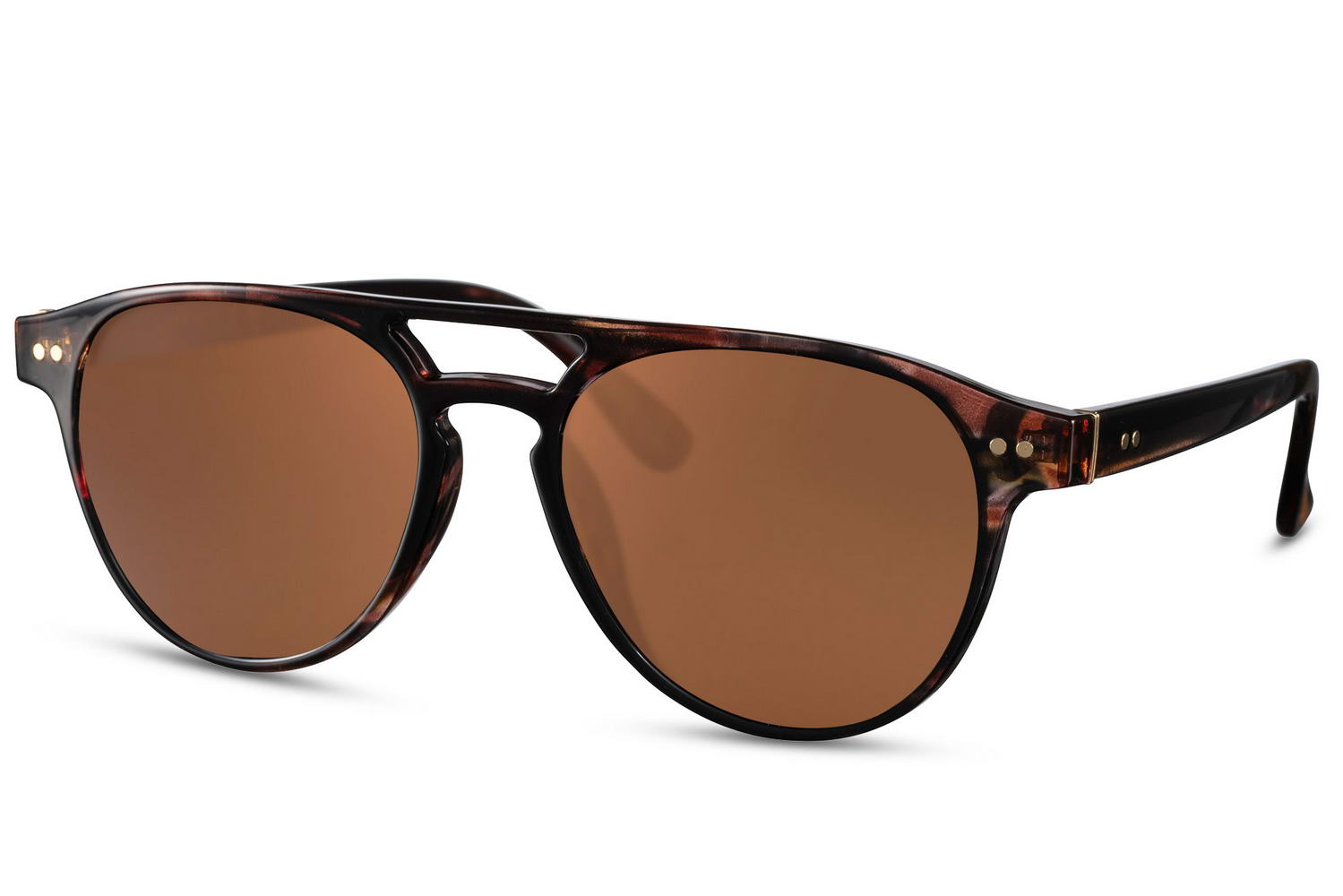 Double bridge round sunglasses brown animal print polycarbonate frame warm amber lens retro boho 100% UV400 protection men women lightweight everyday summer city festival beach free UK Europe delivery Sunglass Station