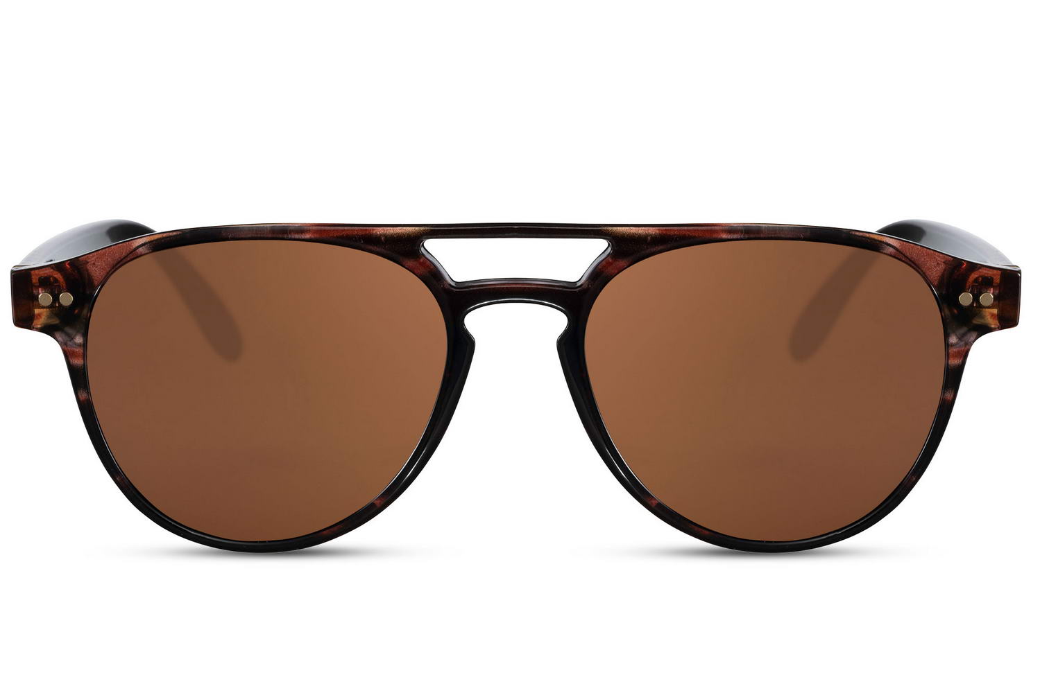 Double bridge round sunglasses brown animal print polycarbonate frame double bridge detail warm brown lens 100% UV400 protection men women durable sturdy retro summer city beach free UK Europe shipping Sunglass Station