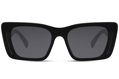 Charcoal grey eco bold beach party sunglasses with smoke lens — tonal sustainable dressing for men and women, the understated thick-frame that works as hard on a Swiss lake weekend as it does on an Algarve beach, UV400