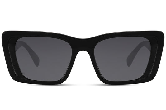 Charcoal grey eco bold beach party sunglasses with smoke lens — tonal sustainable dressing for men and women, the understated thick-frame that works as hard on a Swiss lake weekend as it does on an Algarve beach, UV400