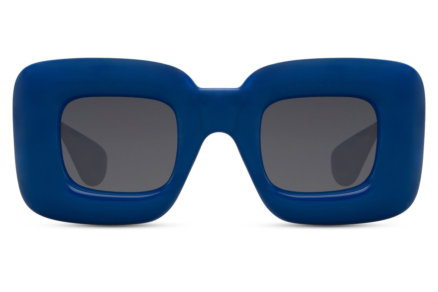 Blue eco bold frame party sunglasses — thick chunky rectangle in 100% recycled polyester, the chromatic frame colourway that carries Berlin techno energy into its most architectural form, UV400 | Sunglass Station