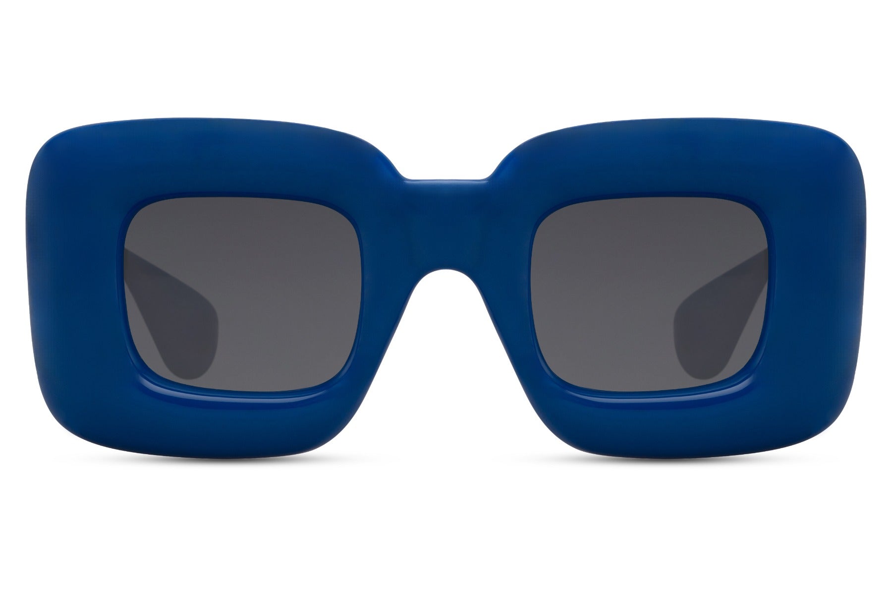 Blue eco bold frame party sunglasses — thick chunky rectangle in 100% recycled polyester, the chromatic frame colourway that carries Berlin techno energy into its most architectural form, UV400 | Sunglass Station
